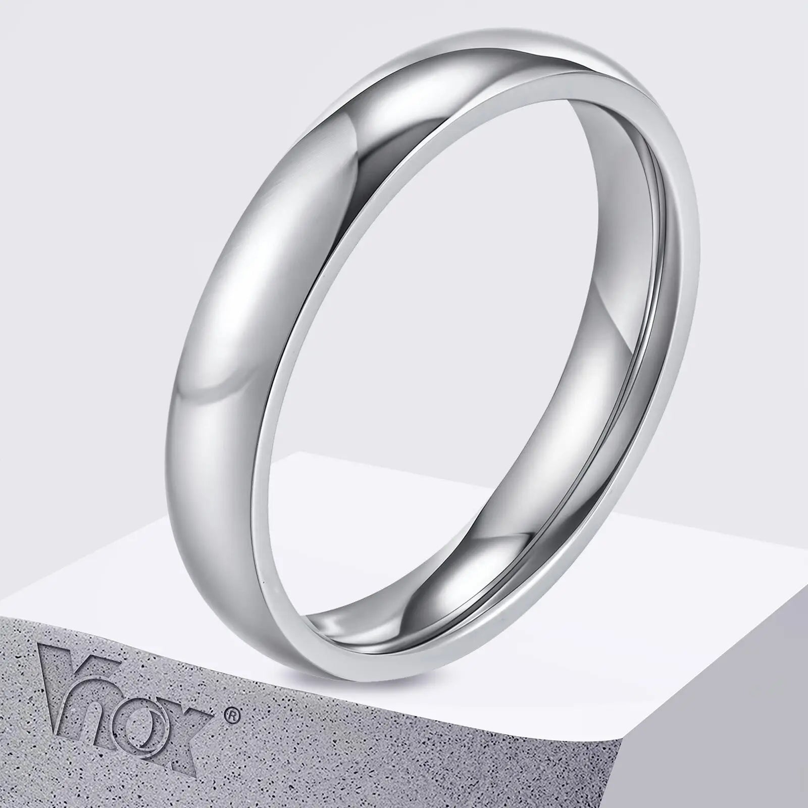 Vnox Simple Solid Color Stainless Steel Engagement Rings for Men, Elegant 4mm Wide Size 6-12 Wedding Band Anniversary Gifts New