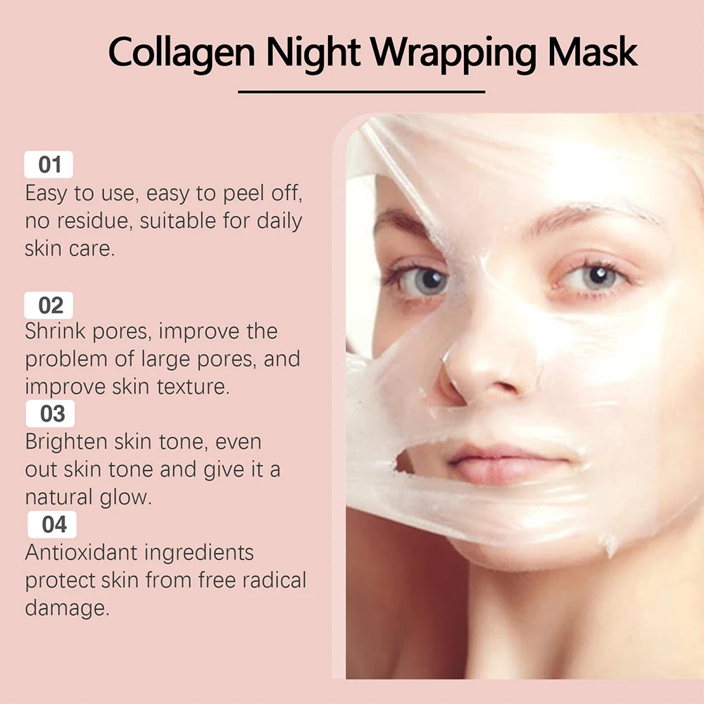 Collagen Overnight Wrapping Peel Off Facial Mask Cream Deeply Hydrates Night Care mbzr