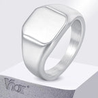 Vnox Brushed Square Signet Ring, Stainless Steel 11.8mm Wide Band for Men, Size 7-12 Chunky Finger Ring Anniversary Gift for Him