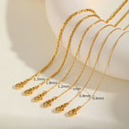 Vnox Simple Fashion Stainless Steel Chain Necklace For Women Girls Gold Plated Lightweight Choker Trendy Jewelry Party Gift