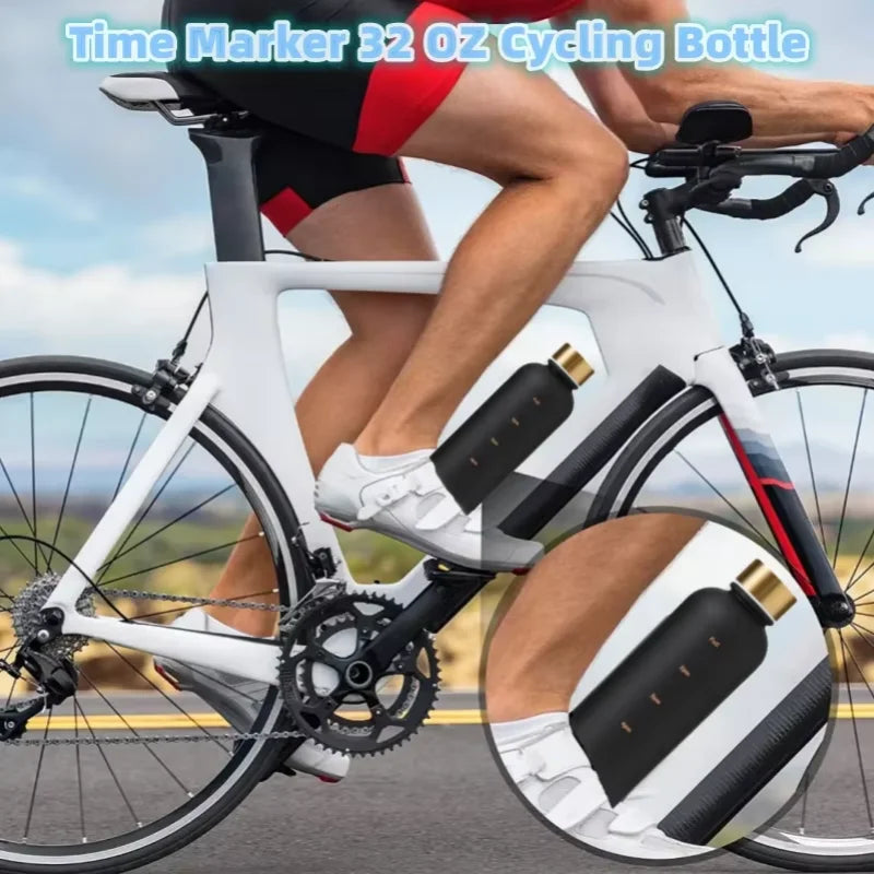 1000ML Bottle With Time Marker Motivational Reusable Fitness Sports Outdoors Travel Cycling Leakproof BPA Free Frosted Bottle mbzr