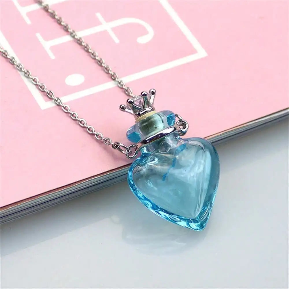 1pc Simple Colorful Glass Vial Pendant Necklace With Titanium Steel Chain, Suitable For Holding Perfume, Essential Oils, Pet Ashes - For Men & Women