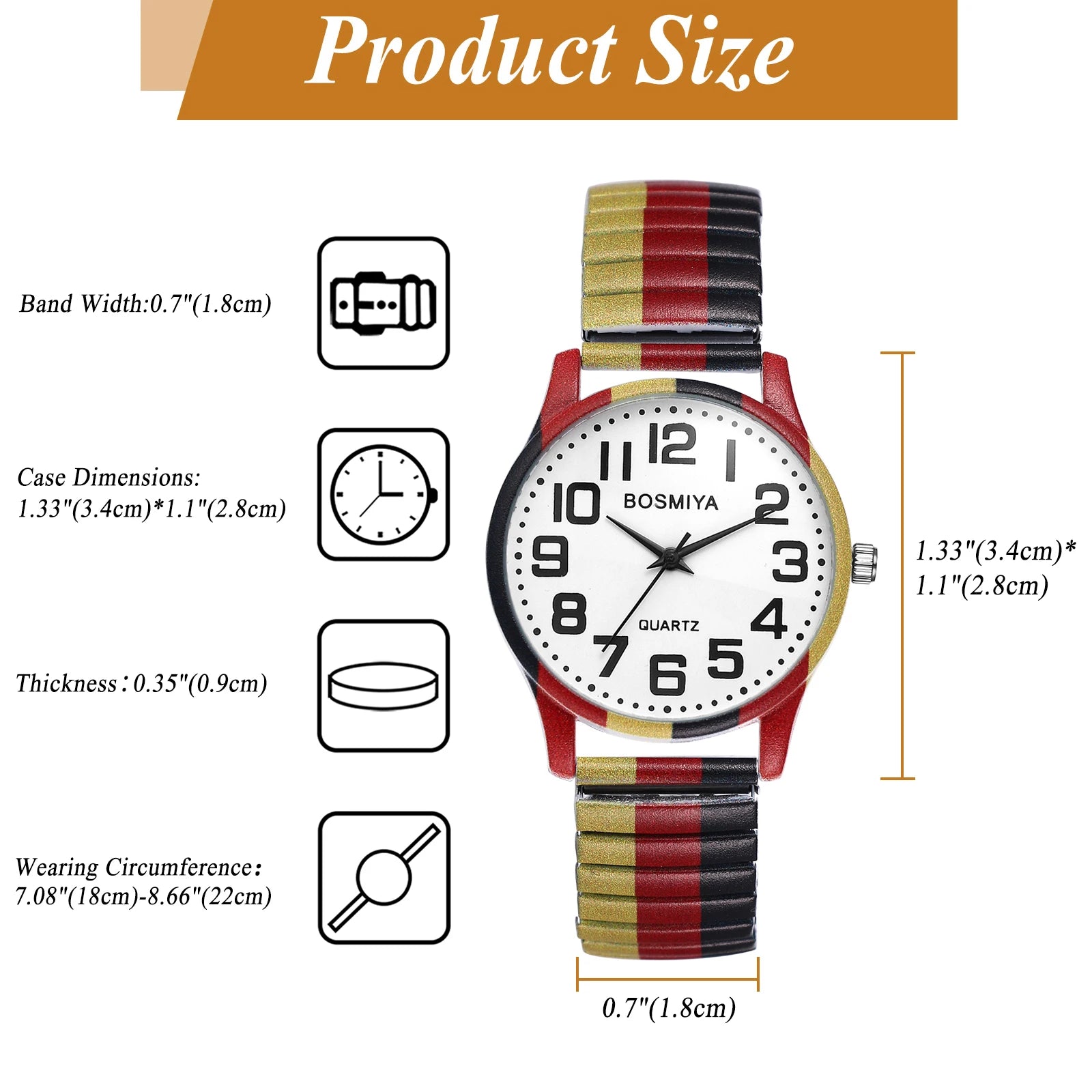 LANCARDO Quartz Watch Easy to Read High-definition Arabic Large Digital Dial Elastic Band Watch Men and Women's Printed Watch