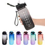 Motivational Water Bottle 600ml Leakproof Sports Water Bottle with Time Marker Straw Frosted Gradient Portable Cup mbzr