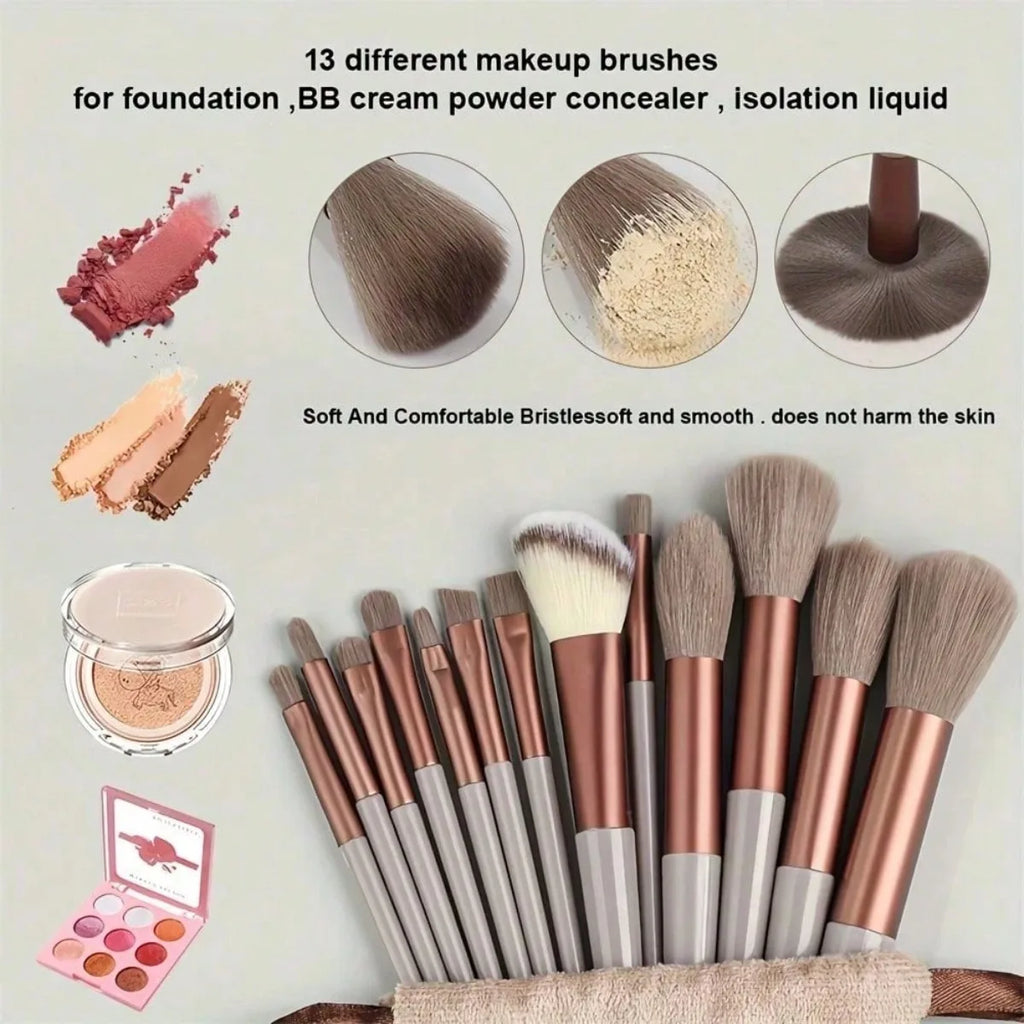 13 Soft Makeup Brushes Set With Perfect Soft Pouch - Premium Makeup Tools,Made Of High Quality Fibers,Girly Fashion Items mbzr