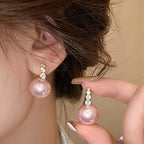 Light luxury zircon hemp gray pearl earrings are suitable for women's daily wear, and give gifts to girlfriends and mothers.