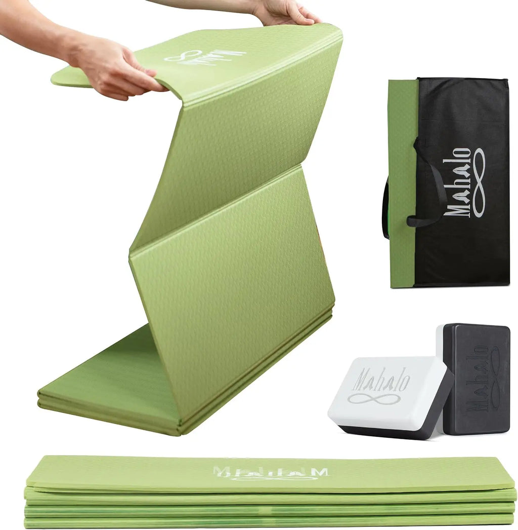 Foldable Yoga Mat with Carry Bag, 6mm 7-fold Workout Mat, Non-Slip Exercise Mat for Yoga, Pilates, Home Gym mbzr