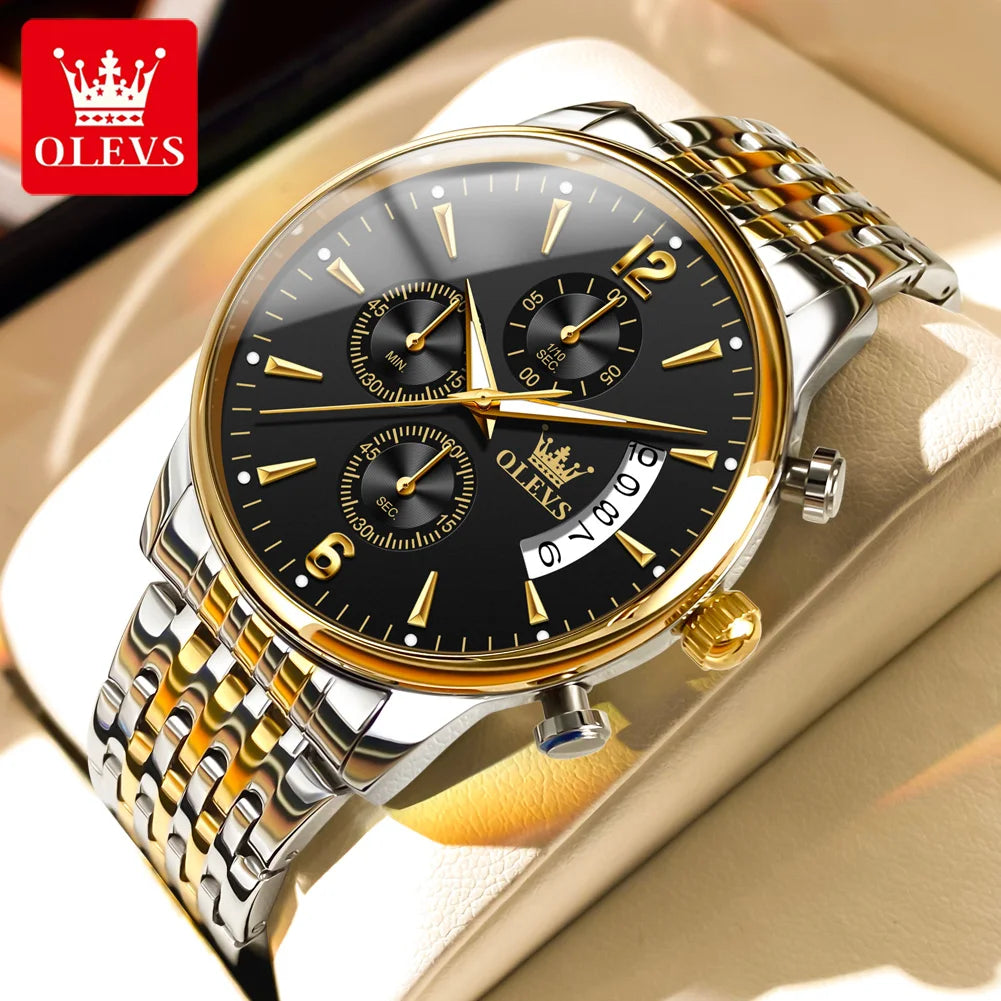 OLEVS Men's Watches Waterproof Luminous Sport Watch Chronograph Multifunction Business Fashion Gold Men's Quartz Watch 2867 mbzr