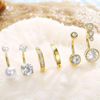 Silver/14K Gold Plated Belly Button Rings Surgical Stainless Steel Belly Rings CZ Clicker Belly Button Piercings for Women Navel Piercings Pack
