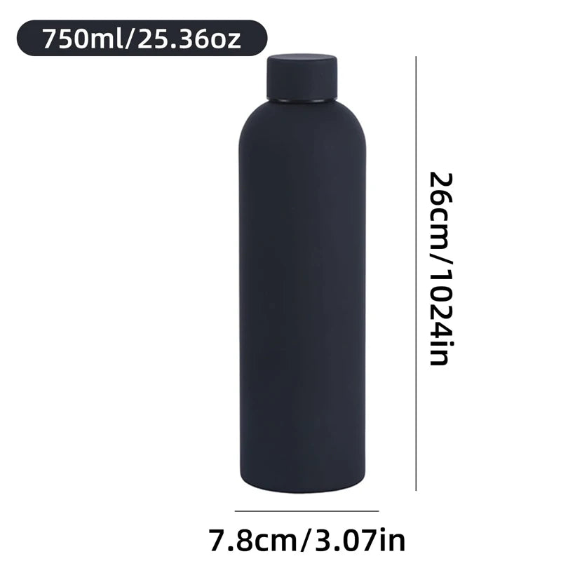 500/750ML Small Mouth Thermos Cup, Outdoor Stainless Steel Bottle, Rubber Paint Sports Kettle, Thickened Double Water Cup mbzr