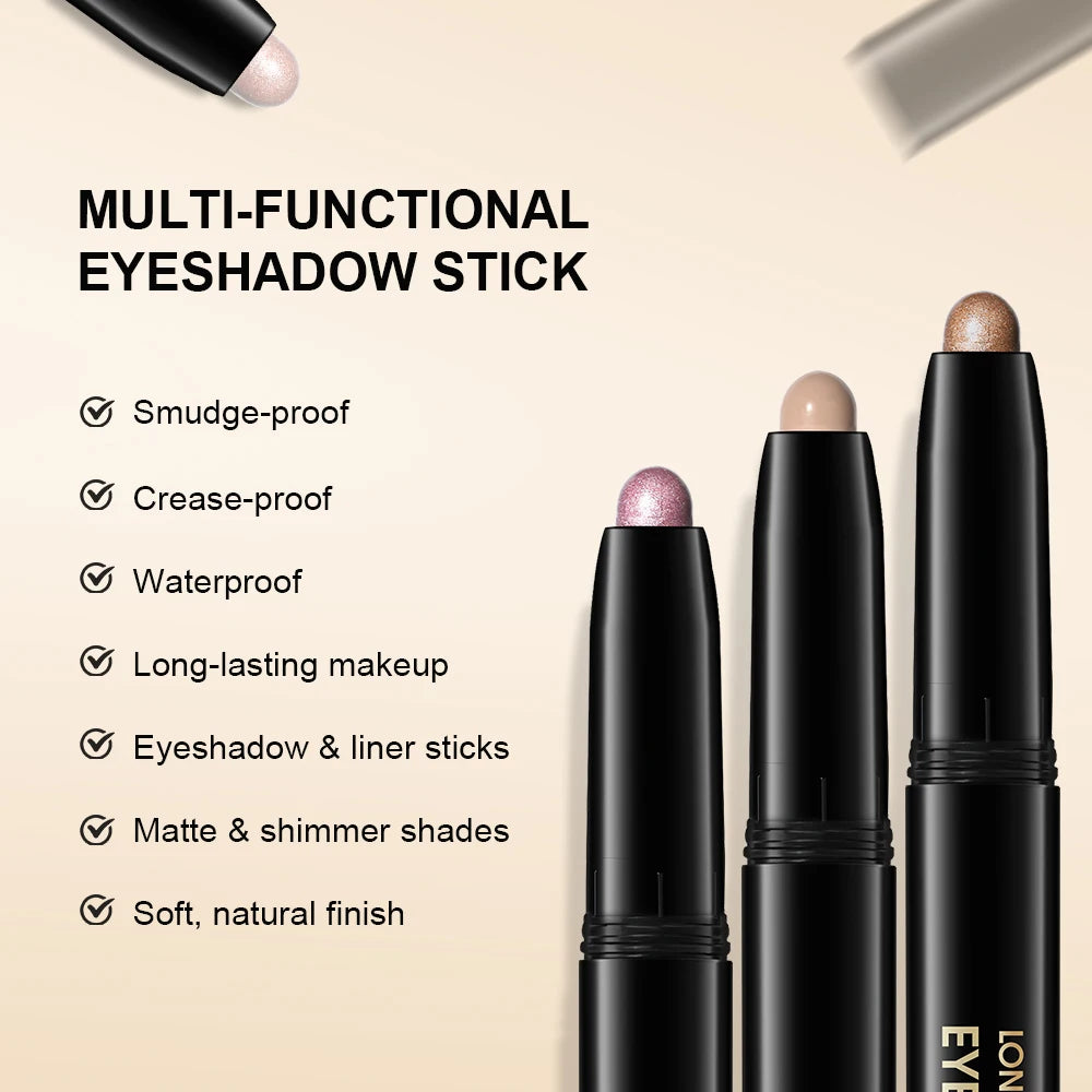 Lakerain Eyeshadow Stick Shimmer and Matte Long Lasting Waterproof Highlighter Metallic Glitter Eye Shadow Pencil Cosmetics mbzr