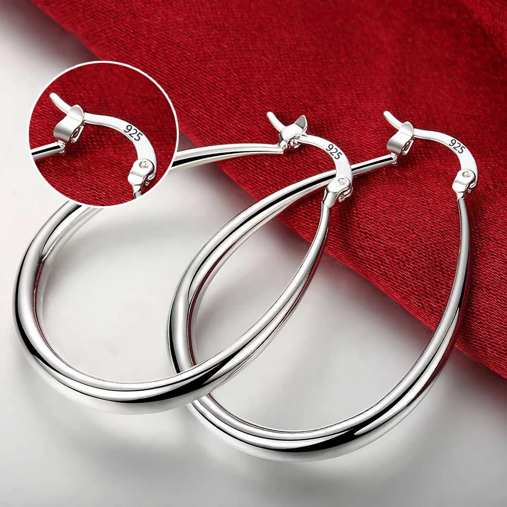 Top Quality 925 Sterling Silver Earrings Simple Round Circle Hoop Earrings For Woman Fashion Wedding Engagement Charm Jewelry mbzr