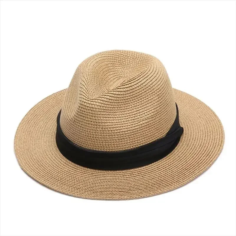 Summer Beach Woven Sun Hats Plus Size Jazz UV UPF 50+ Sun Protection Travel Panaman Straw Hats Unisex