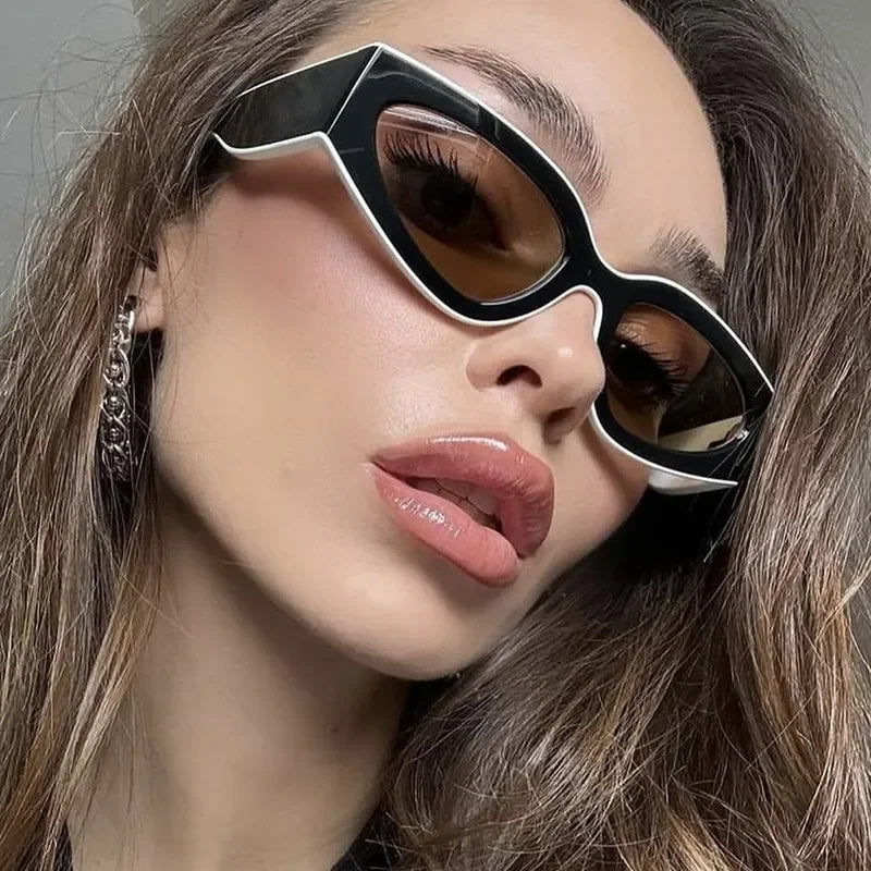 Cat Eye Sunglasses for Women and Men with Contrasting Color Accents Advanced Styling UV Protection Lightweight Frame Trendy