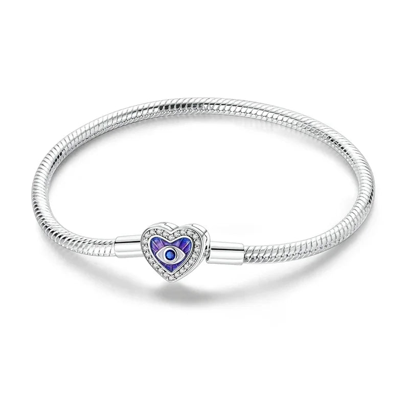 Silver 925 Bracelet Original Bracelets Colorful Zircon Heart Flower Cat Snake Chain For DIY Charms 17-20CM Luxury Jewelry Gifts mbzr