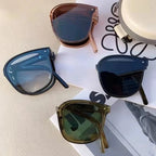 Foldable Sunglasses Square Frame UV Protection for Women Portable Folding Driving Sun Glasses Compact Travel Outdoor Eyewear
