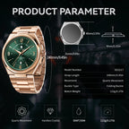 SAPPHERO Men Quartz Watch Luxury Stainless Steel Strap 5ATM Waterproof Hardlex Crystal Business Elegant Dress Wristwatch Gift mbzr