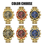 YaLaLuSi Men's Sport Chronograph Watch, Multi-Function Quartz Wristwatch with Gold Tone Bracelet, Multiple Colors Available, Ready-to-Gift Set