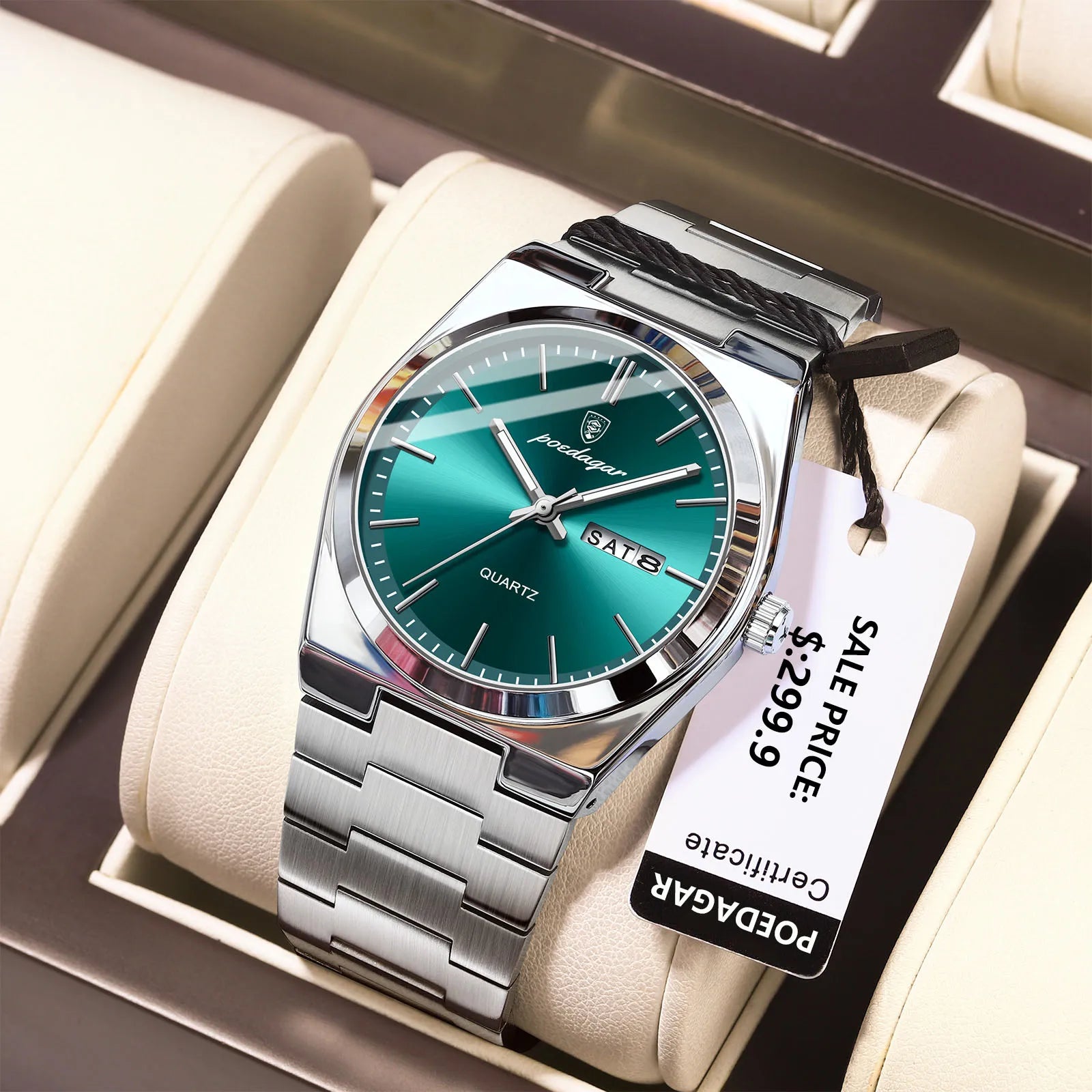 POEDAGAR Luxury Men's Watches Waterproof Luminous Date Week Men Watch Stainless Steel Casual Fashion Quartz Man Wristwatch Reloj mbzr