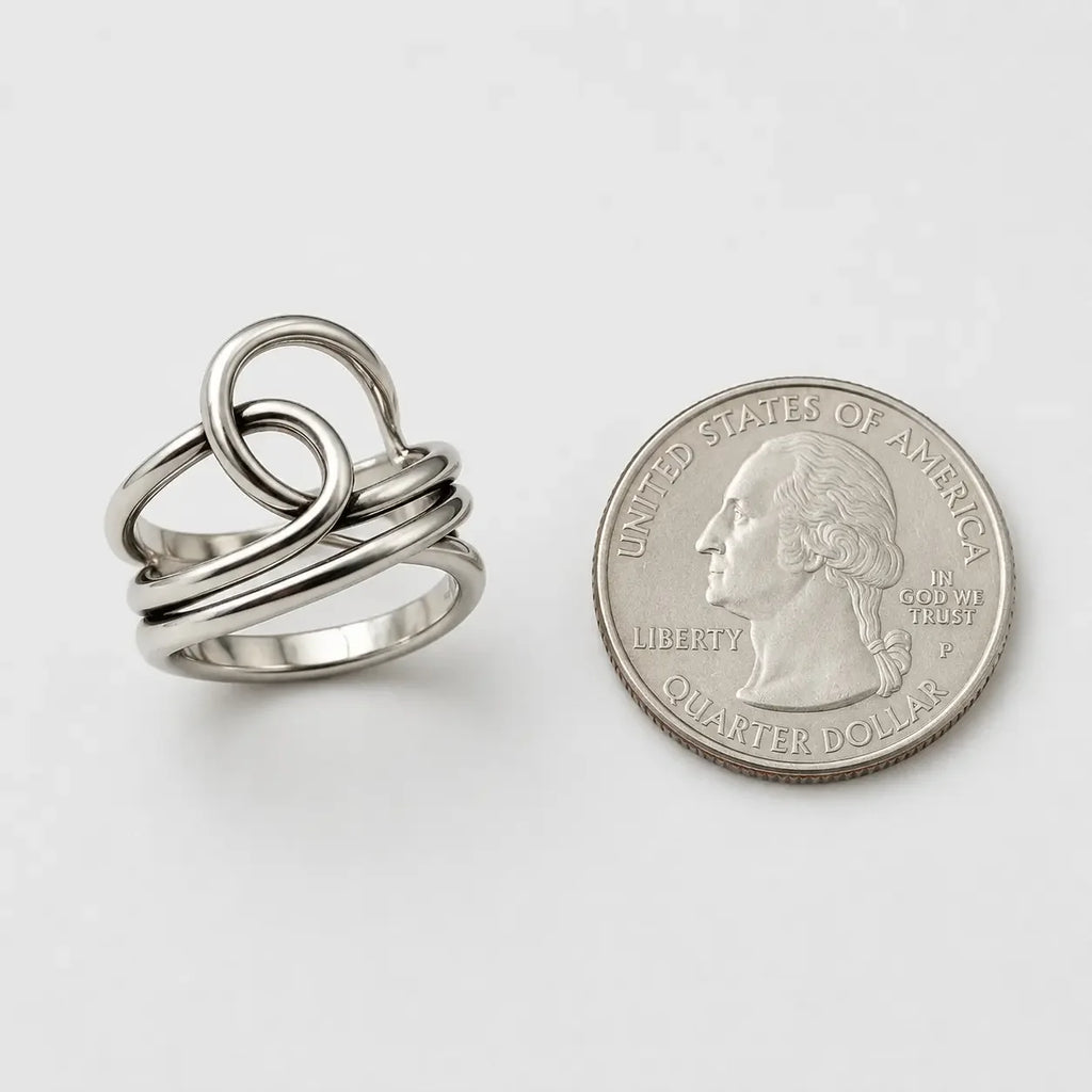 Vintage Asymmetric Cross Knot Stainless Steel Ring Waterproof Multi-Layer Minimalist Thumb Ring Elegant Simple Women Jewelry Gift