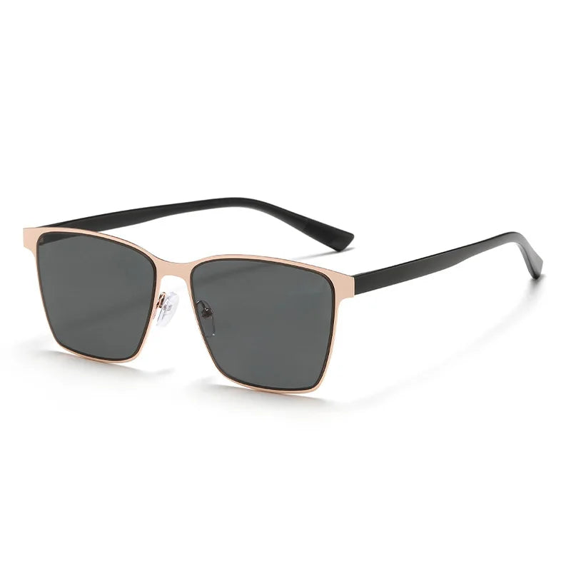Polarized Sun Glasses Trendy Square Polarized Sunglasses Stainless Steel Sun Glasses Impact-Resistant Metal Frame Sunglasses