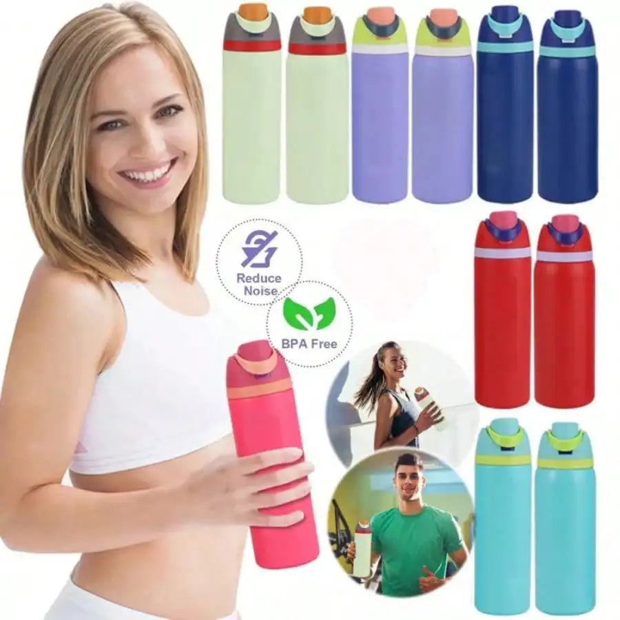 Insulated Stainless Steel Water Bottle with Straw for Sports and Travel, BPA-Free, 24oz, Foggy Tide (Black) mbzr