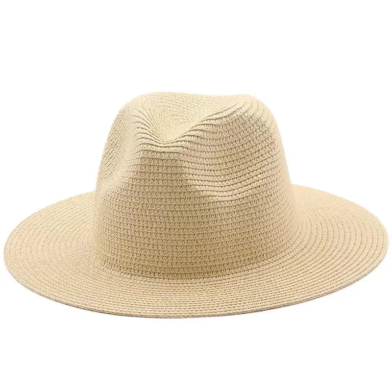 Natural Panama Summer Straw Hat Summer Wide Brim Beach UV Protection Fedora Sun Hat