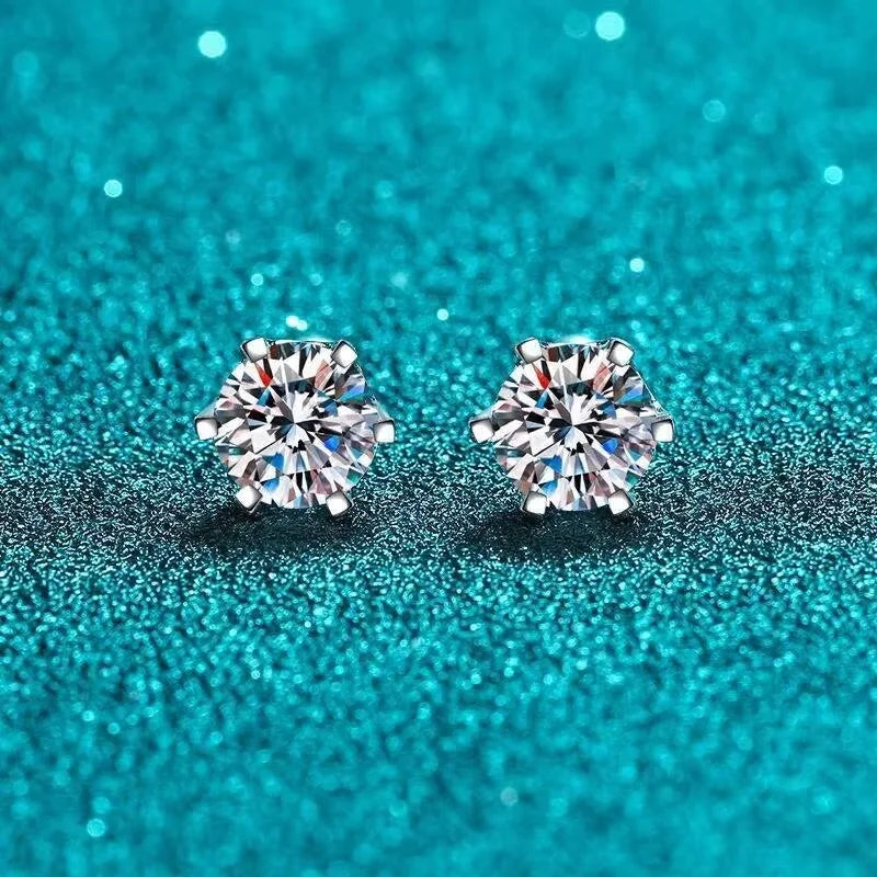0.3-2CT Moissanite Earrings 925 Sterling Silver Round Cut Stud Earrings Piercing Earrings for Men and Women Fine Jewelry mbzr