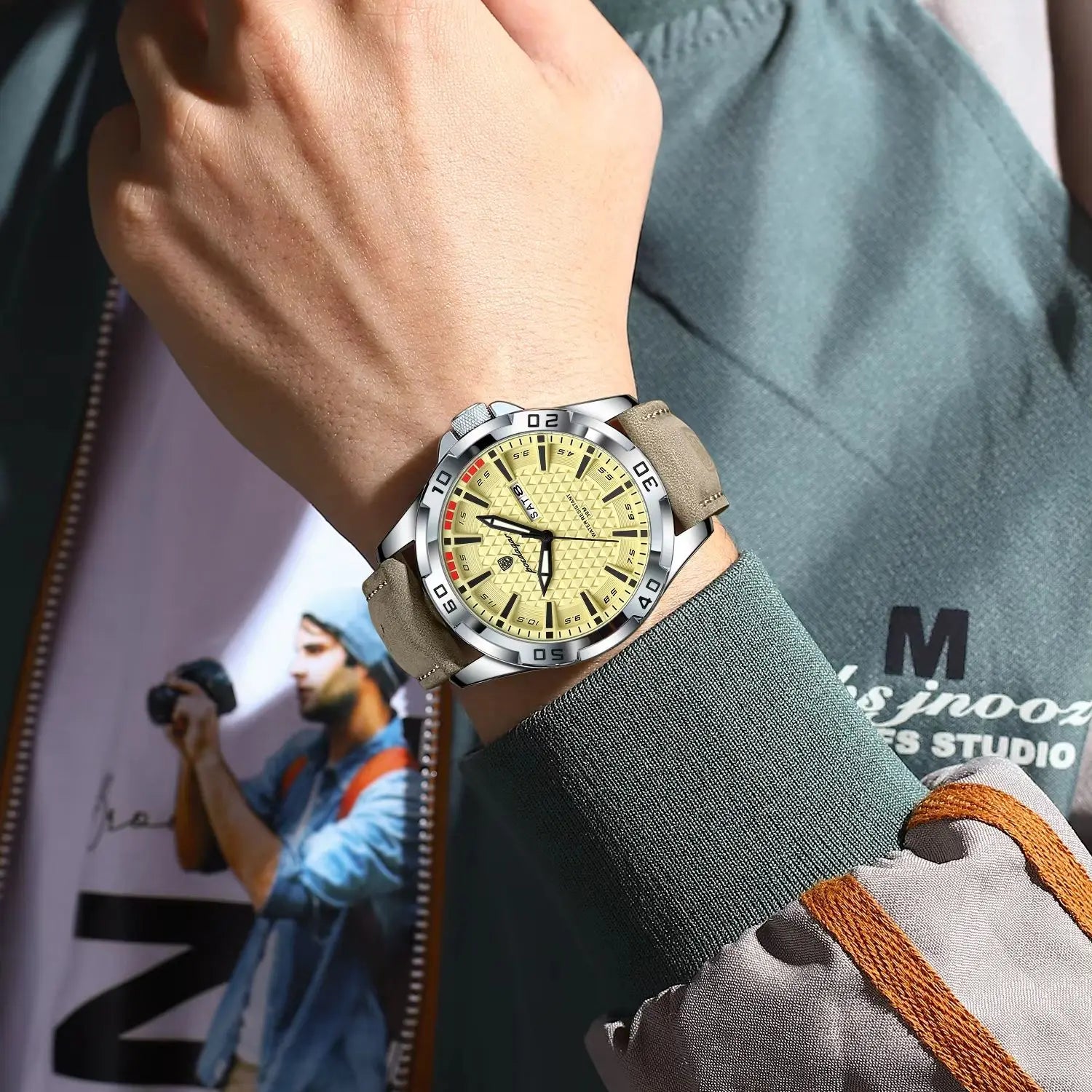 POEDAGAR Original Business Man Wristwatch Waterproof Luminous Date Week Casual Watch For Men Quartz Leather Luxury Fashion Men's Watches Reloj mbzr