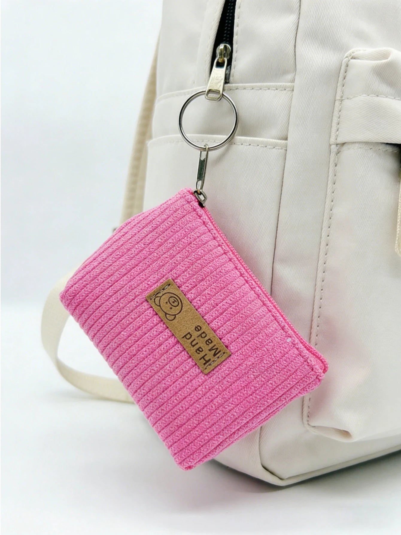 Fashion Mini Corduroy Coin Purses with Keychain - Casual Stylish Storage Pouch mbzr