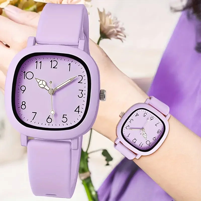 1/3/10PCS Fashion Silicone Band Women Quartz Watches Set Casual Arabic Dial Wristwatch for Girls Clock Reloj Hombre（Without Box） mbzr
