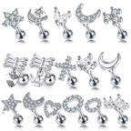 Cubic Zirconia Star Cartilage Stud Earring Stainless Steel 16G