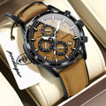 POEDAGAR Fashion Men Wristwatch Luminous Waterproof Leather Quartz Sports Men's Watches Date Chronograph Military Man Clock Gift mbzr