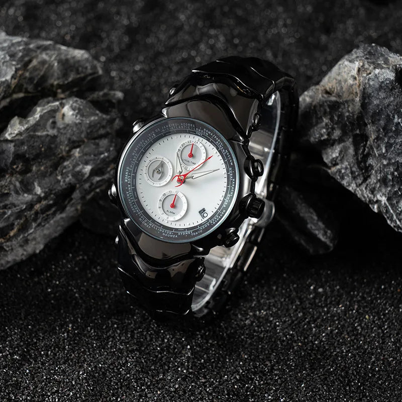 Fashion Multifunctional Alien Y2k Quartz Watch Mens Six Needles Dial Unique Special Blade Creative Alien Shape Fashion Men Watch Clock mbzr