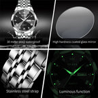 OLEVS 9931 Brand Original Authentic Watches for Man Luxury Gift Box Steel Belt Double Calendar Quartz Female and Male Expression Couple Models