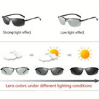 Black Polarized Photochromic Sunglasses UV400 Sports Sunglasses Day and Night Driving Glasses Ultra-Light Sun Eyewear Men and Women Cycling Glasses and Goggles for Cycling Fishing Driving mbzr