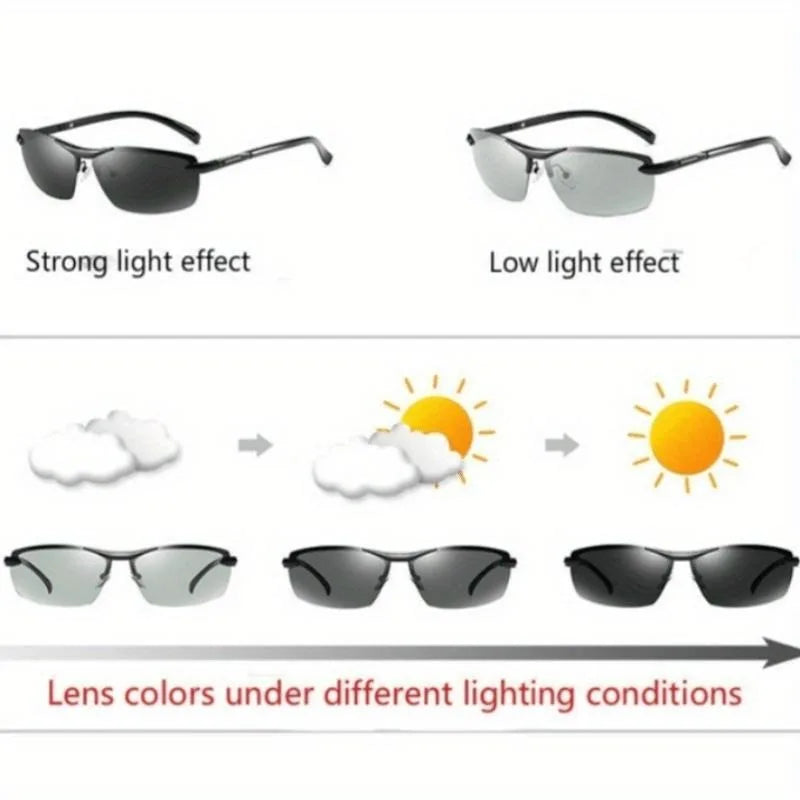 Black Polarized Photochromic Sunglasses UV400 Sports Sunglasses Day and Night Driving Glasses Ultra-Light Sun Eyewear Men and Women Cycling Glasses and Goggles for Cycling Fishing Driving mbzr