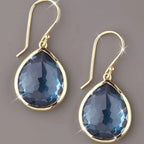 Elegant teardrop-shaped blue gem drop earrings - Bohemian jewelry, perfect for banquets