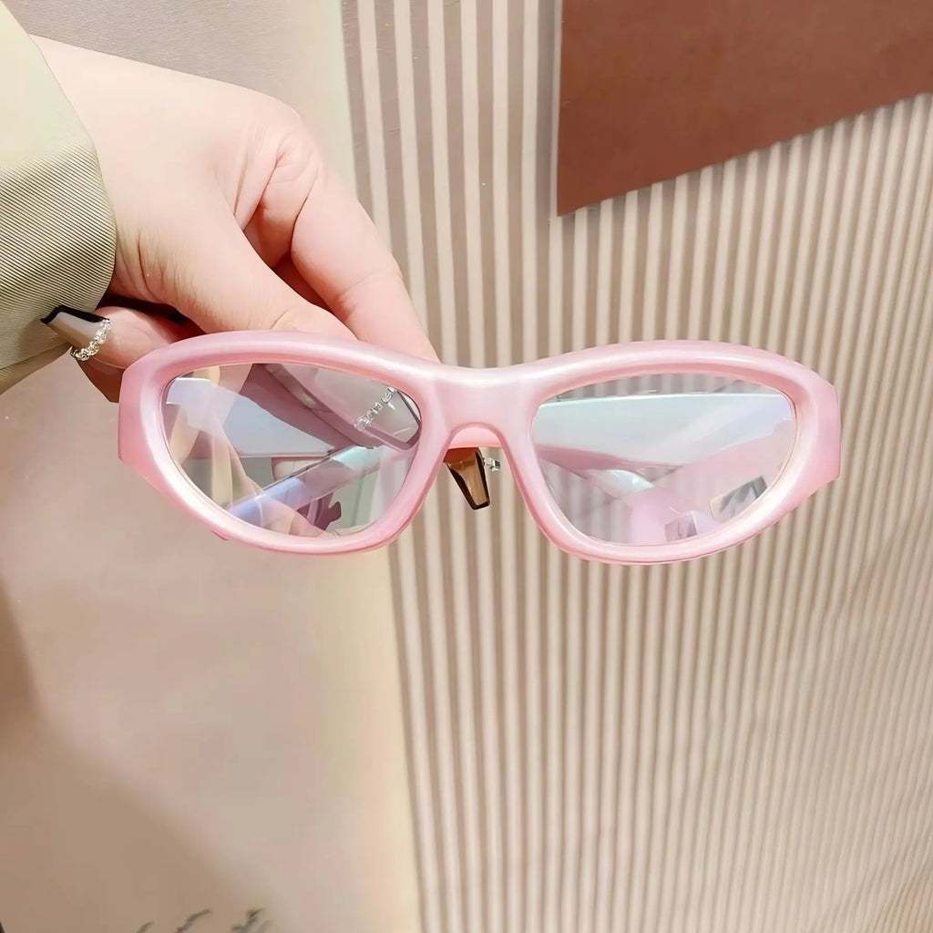 1pc Women's Pink Y2K Style Sports Fashion Glasses, Suitable For Beach, Music Festival, Pink Glasses For Summer Beach Vacation,Outdoor,Travel mbzr