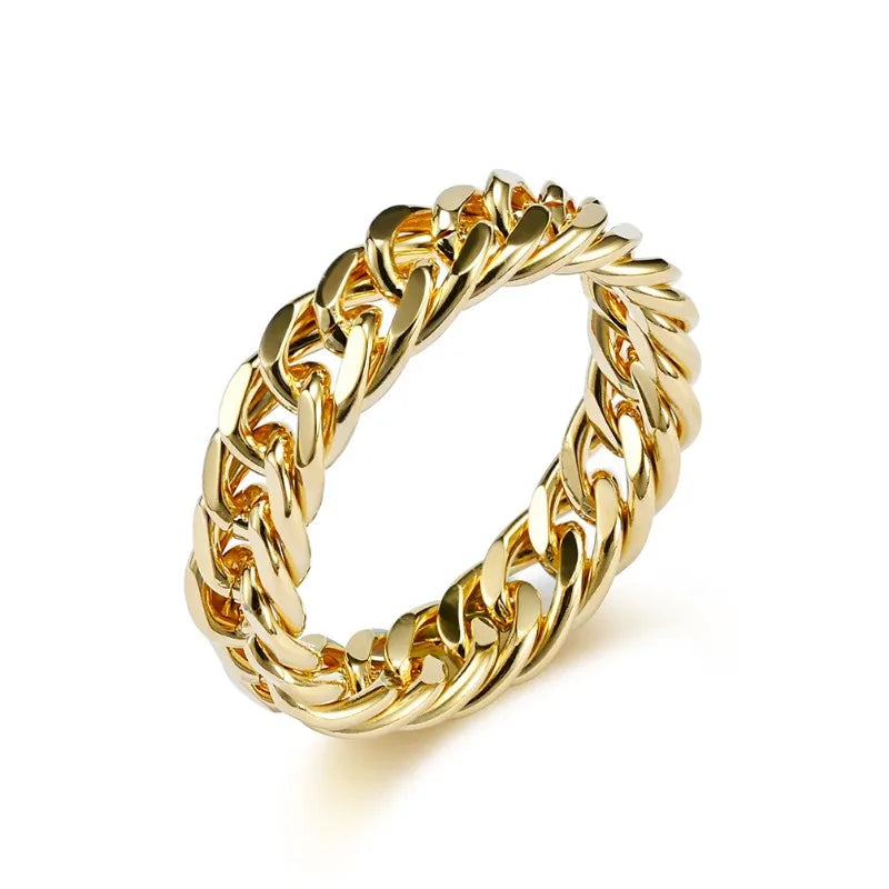 Cold Neutral Titanium Steel Smooth Chain Ring Men's and Women's Double Woven Cuban Chain Niche High-end Non-fading Jewelry