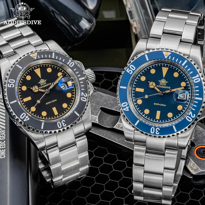 ADDIESDIVE 41mm Men's Quartz Watch 200m Diving Wristwatch c3 Retro Luminous Ceramic Bezel Stylish Men's Analog Watches AD2054 mbzr
