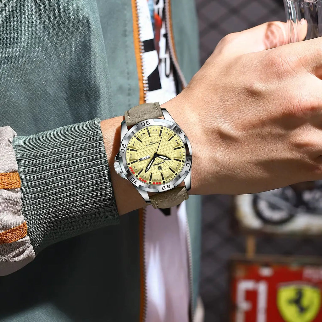 POEDAGAR Original Business Man Wristwatch Waterproof Luminous Date Week Casual Watch For Men Quartz Leather Luxury Fashion Men's Watches Reloj mbzr