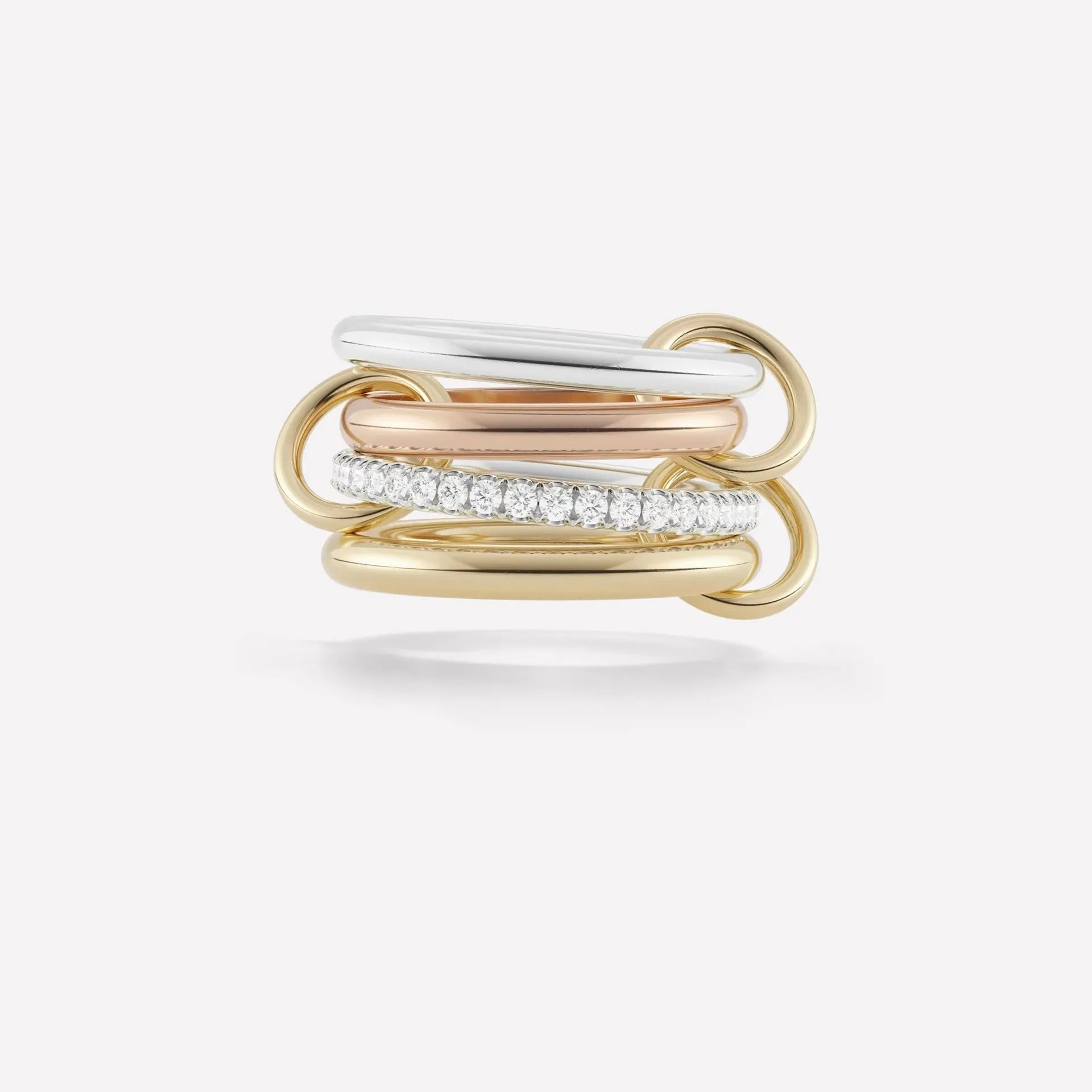 Ring Interlocking Stacked Multi-Layer Stainless Steel Ring Jewelry Copper Zircon Hand Jewelry