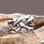 Fashion Vintage Hollow Out Design Crown of Thorns Rings for Men Women Stainless Steel Punk Biker Wedding Party Gifts Wholesale