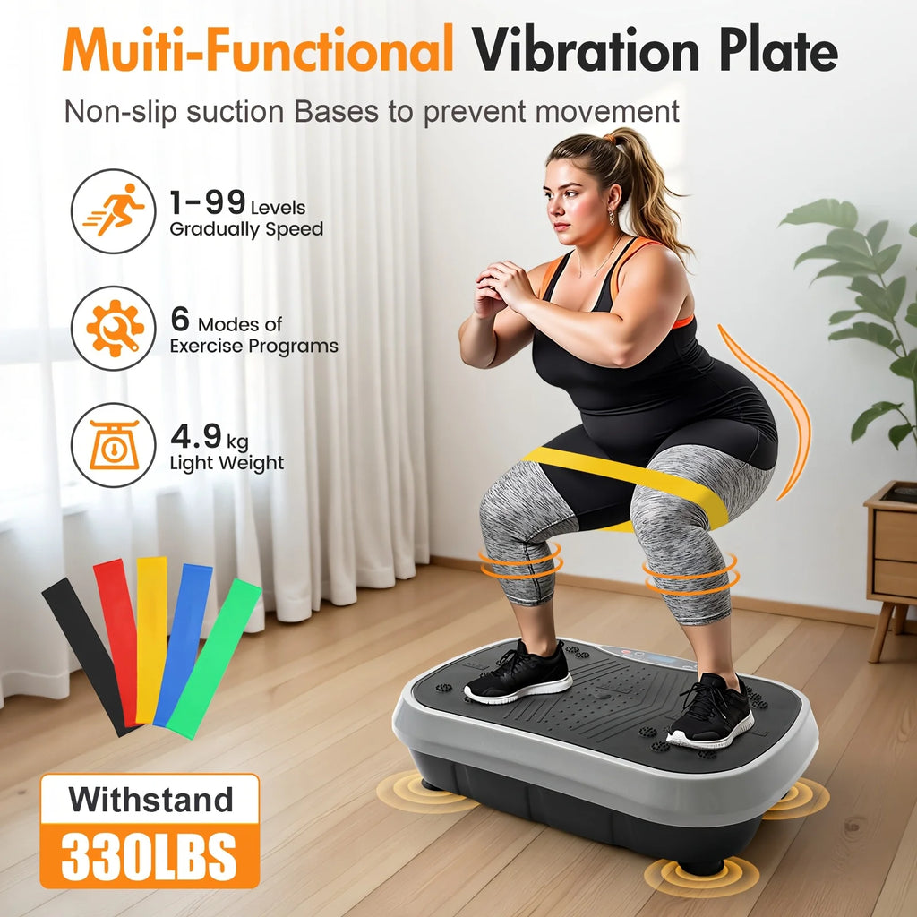Magnetic Vibration Plate Exercise Machine: 200 Speeds, 330lb Capacity, Portable & Quiet Home Fitness for Women/Men mbzr