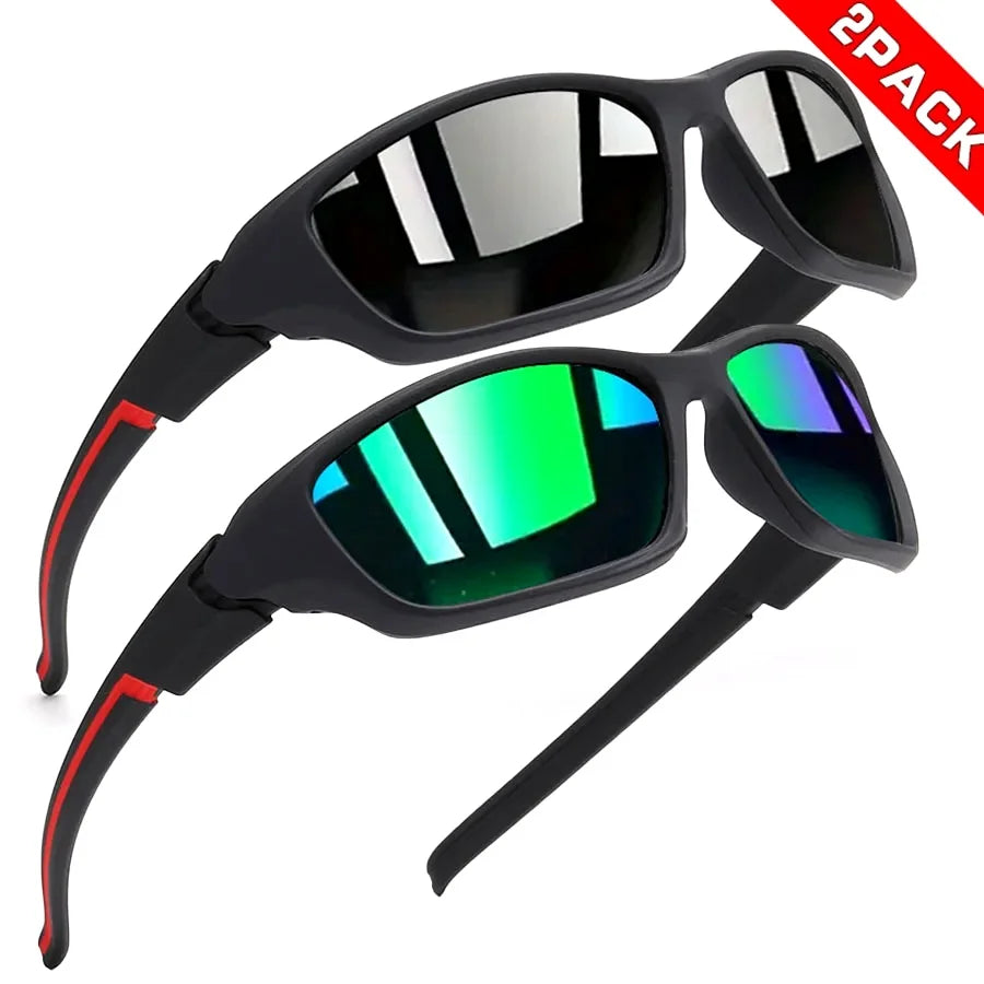 2PCS Colorful Sports Sunglasses - Wraparound Design, UV400 Unisex Comfort Fit for Cycling, Hiking & Outdoor