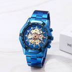 Men's Imitation Mechanical Quartz Watch Stainless Steel Strap Waterproof Watch Luminous Hands Dial Calendar Available mbzr