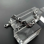 Men Bracelet 2024 Retro Black Zircon Star Chain Women Stainless Steel Punk Bracelets on Hand Unisex Jewelry Couple Accessories