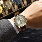 POEDAGAR Original Fashion Men's Watches Leather Date Week High Quality Quartz Men Wristwatch Waterproof Luminous Business Watches For Man Male Reloj