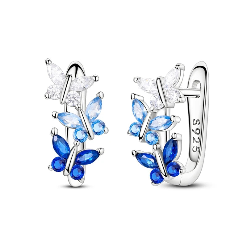 Fine Jewelry 925 Silver Rose Gold Plated Zircon Sparklin Hoop Earrings For Women mbzr